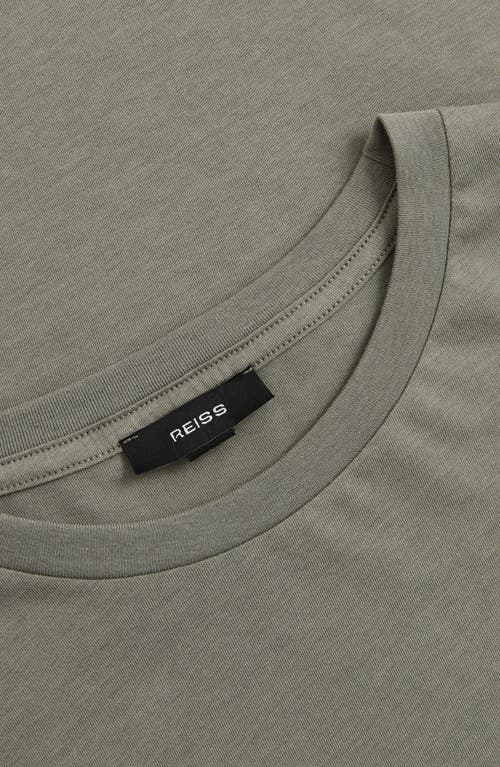 Reiss Dark Sage Bless Cotton-jersey Crew Neck T-shirt In Green