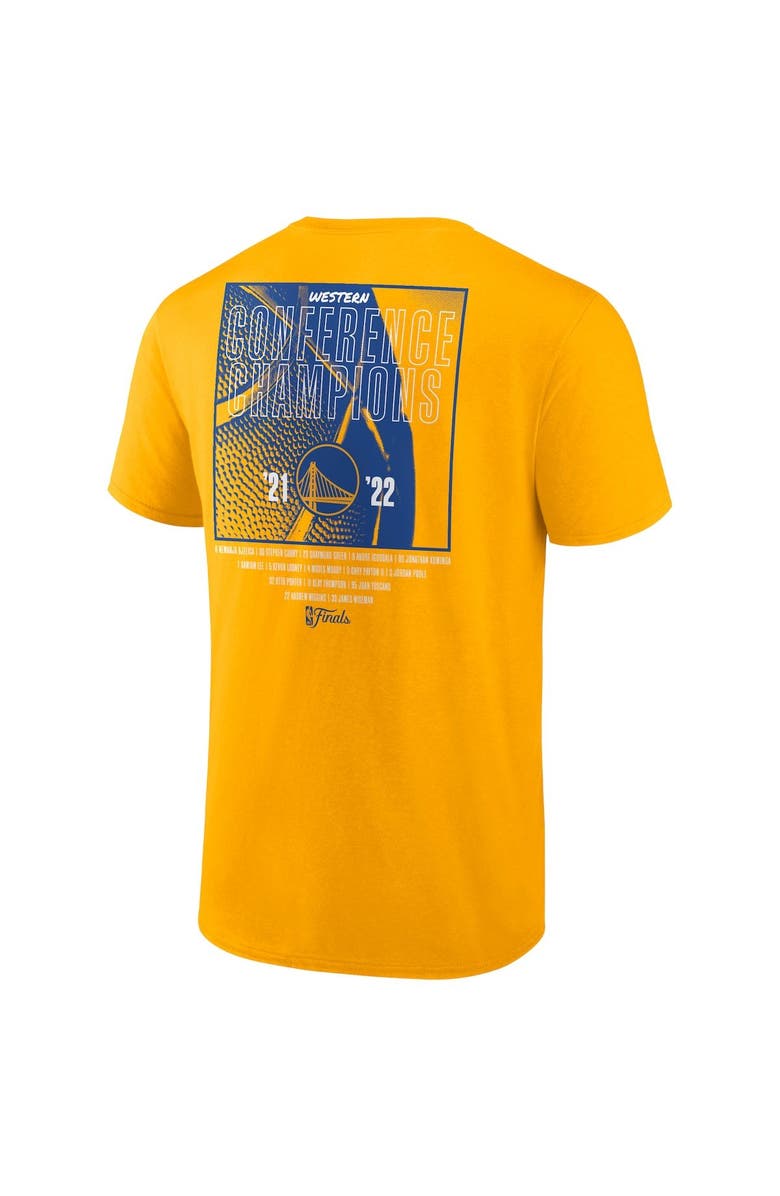 FANATICS Men's Fanatics Gold Golden State Warriors 2022 Western Conference Champions Balanced Attack Roster T-Shirt, Alternate, color, 
