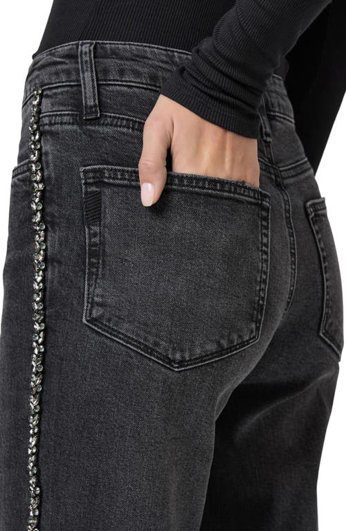 Paige Mason Rhinestone Ankle Straight Leg Jeans In Black