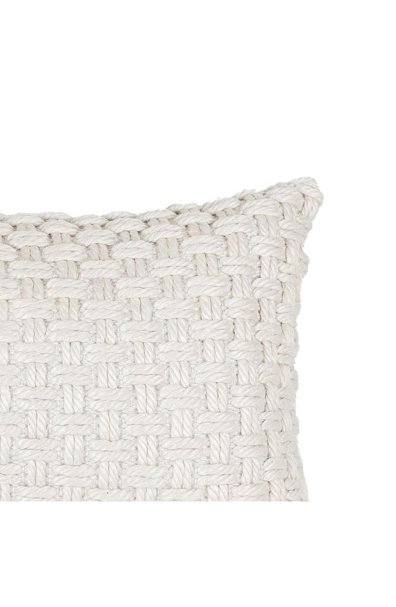 Foreside Home and Garden Knotted Filled Lumbar Pillow, 16" x 24" White, Alternate, color, White