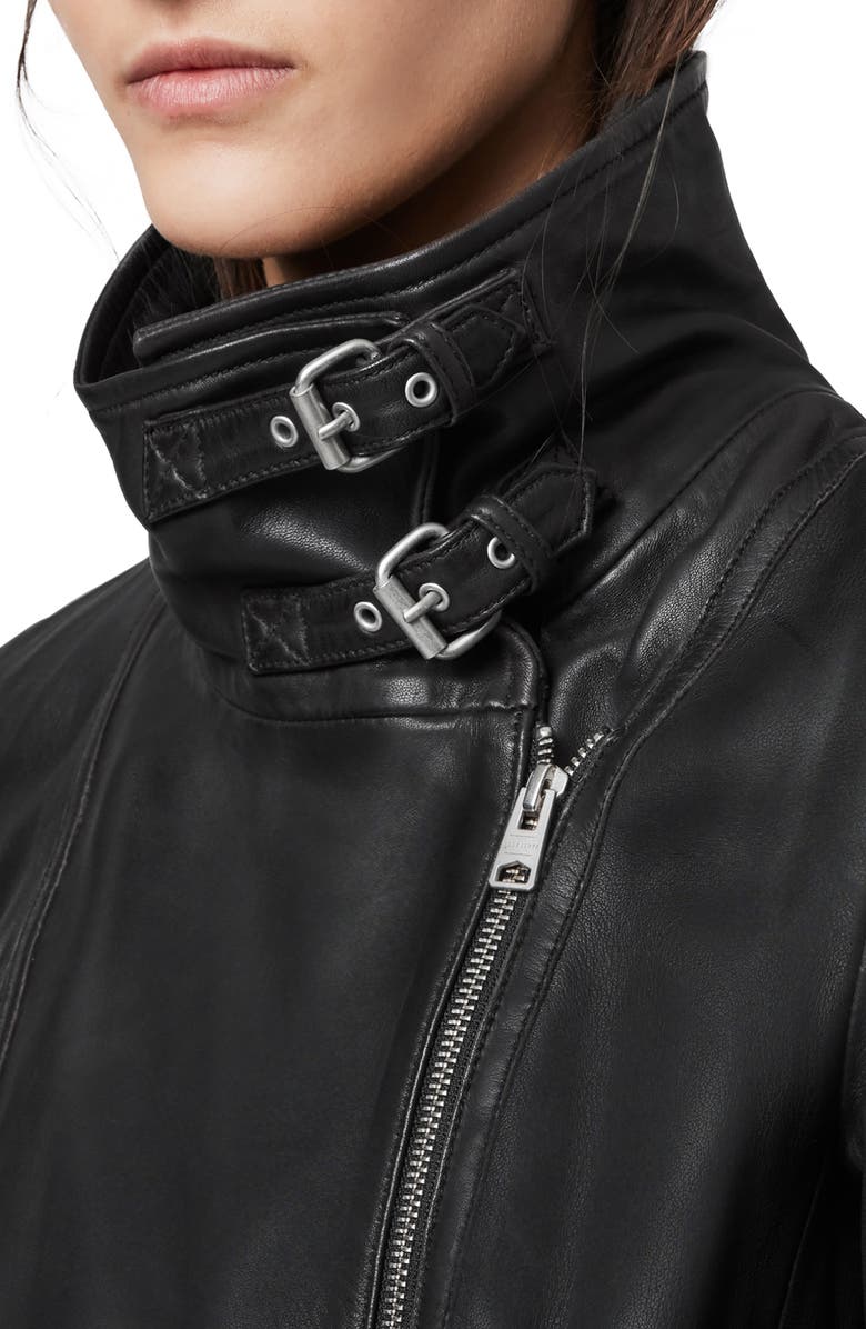 AllSaints Bales Leather Biker Jacket, Alternate, color,
