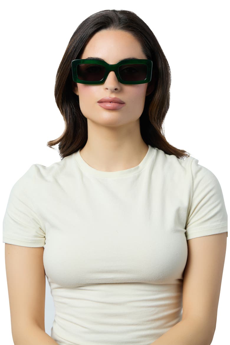 Indy 51mm Polarized Rectangular Sunglasses, Alternate, color, GREEN