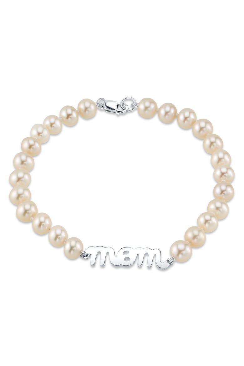 6.0-6.5mm White Freshwater Cultured Pearl Mom Bracelet, Main, color, White Pearls