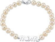 The Pearl Source 6.0-6.5mm White Freshwater Cultured Pearl Mom Bracelet