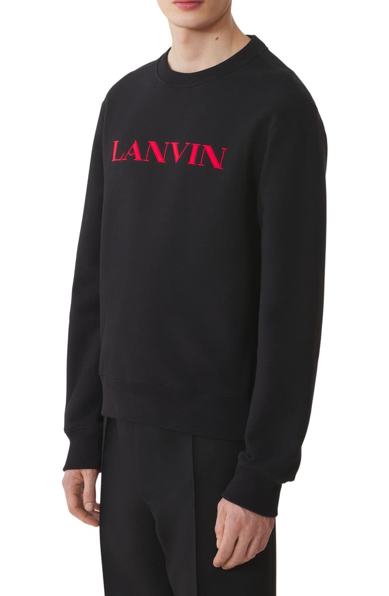 Lanvin Embroidered Cotton Sweatshirt, Alternate, color, Black