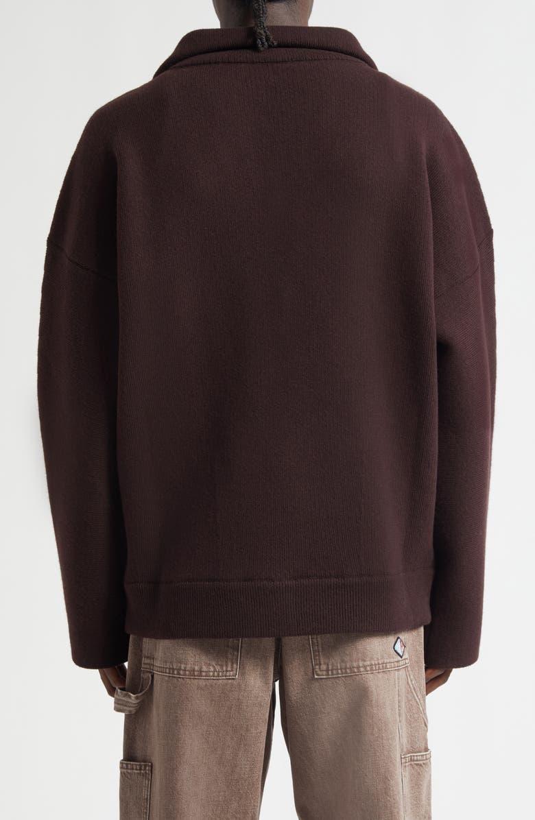 Bottega Veneta Chunky Compact Wool Blend V-Neck Sweater, Alternate, color, 2046 Ebony