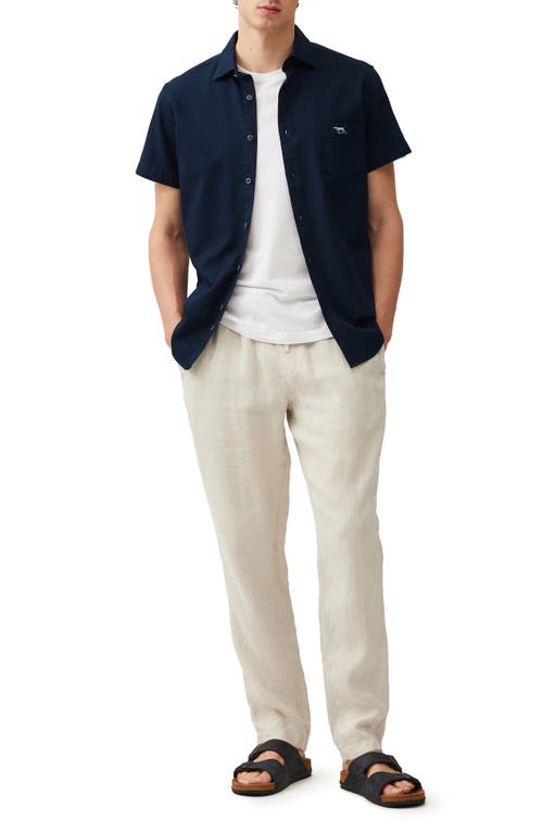 Rodd & Gunn Airtex Short Sleeve Slim Fit Shirt In Ink