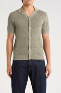 JASON WU Pointelle Knit Short Sleeve Button-Up Shirt