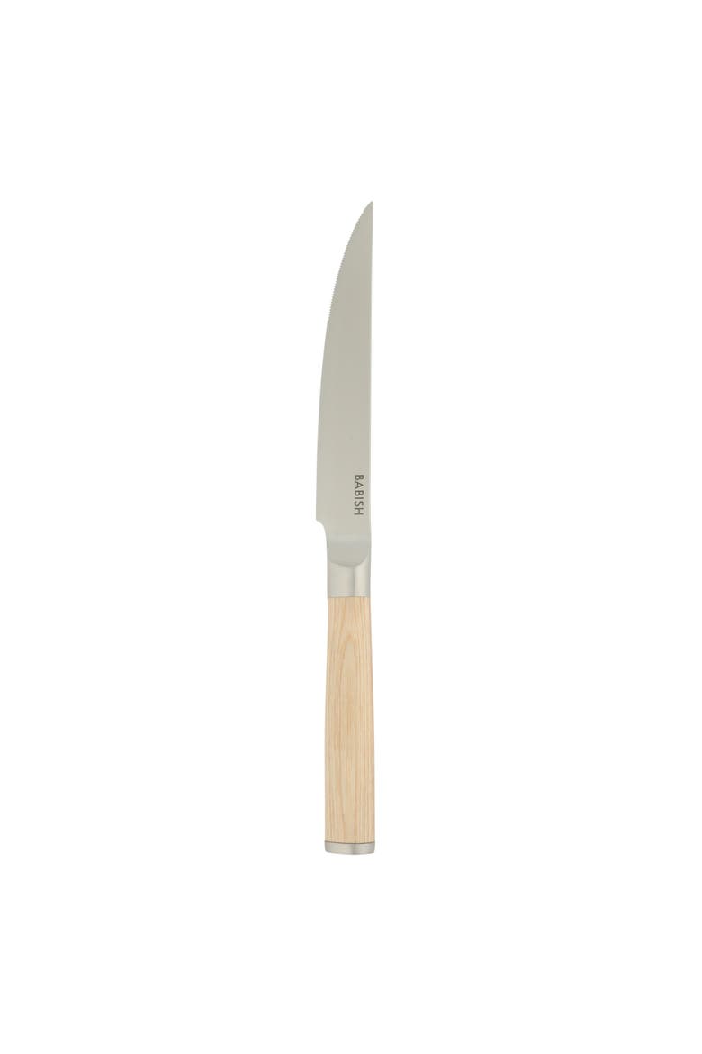 4-Piece German Stainless Steel Steak Knife Set with Pakka Wood Handles, Alternate, color, Natural