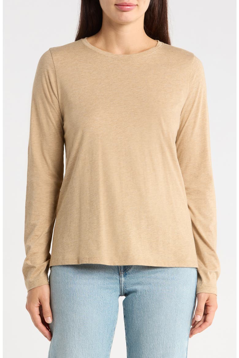 Organic Cotton Long Sleeve T-Shirt, Main, color, BISCUIT