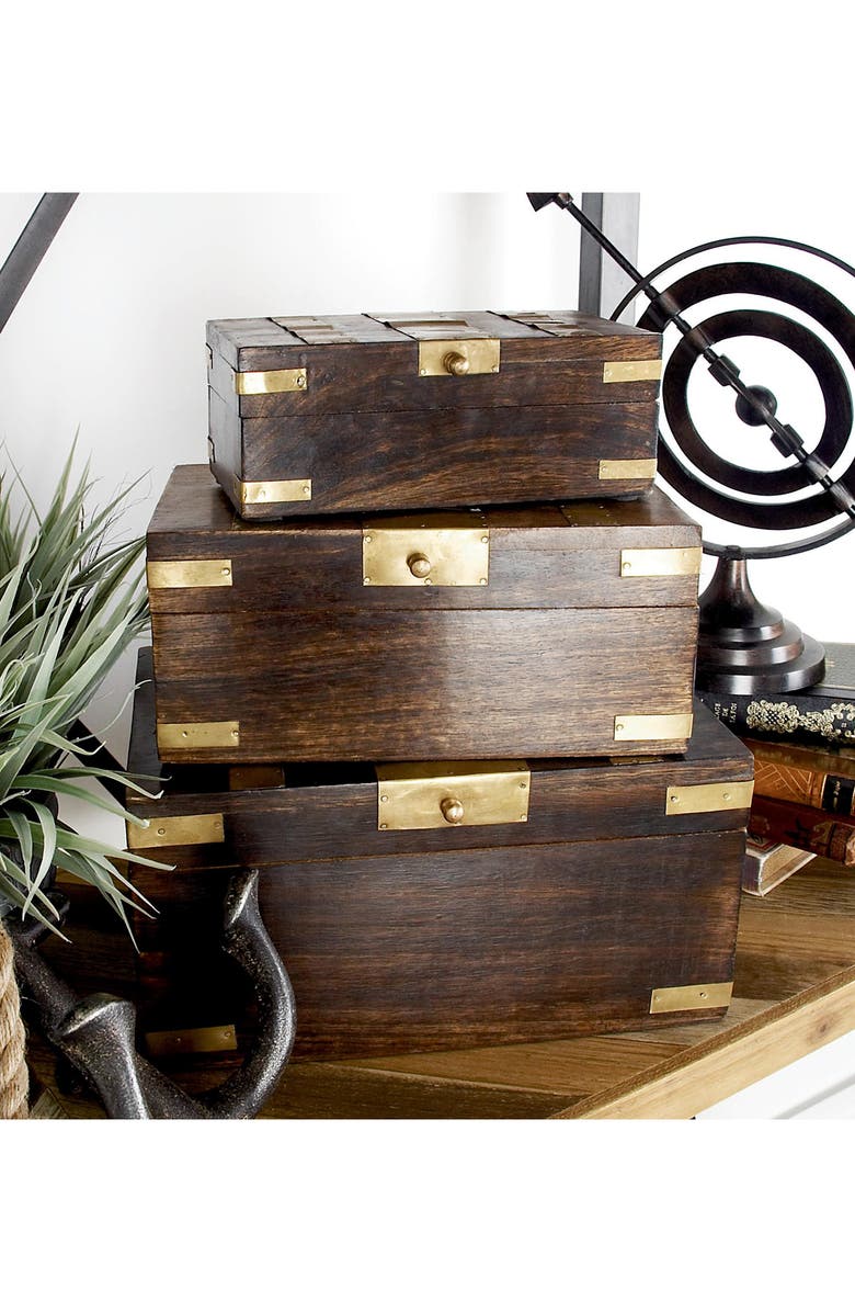 SONOMA SAGE HOME Mango Wood Set of 3 Storage Boxes, Alternate, color,