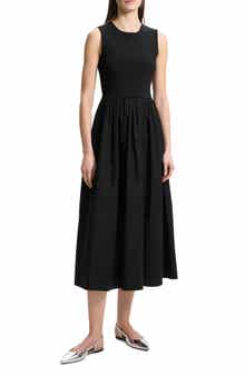 Theory Mixed Media Sleeveless Midi Dress