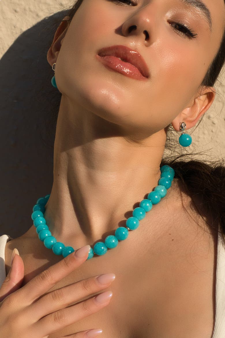Gia Amazonite Bead Drop Earrings, Alternate, color, Blue
