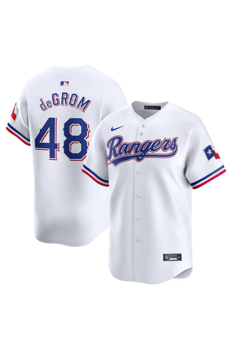 Men's Nike Jacob deGrom White Texas Rangers Home Limited Player Jersey, Main, color, White