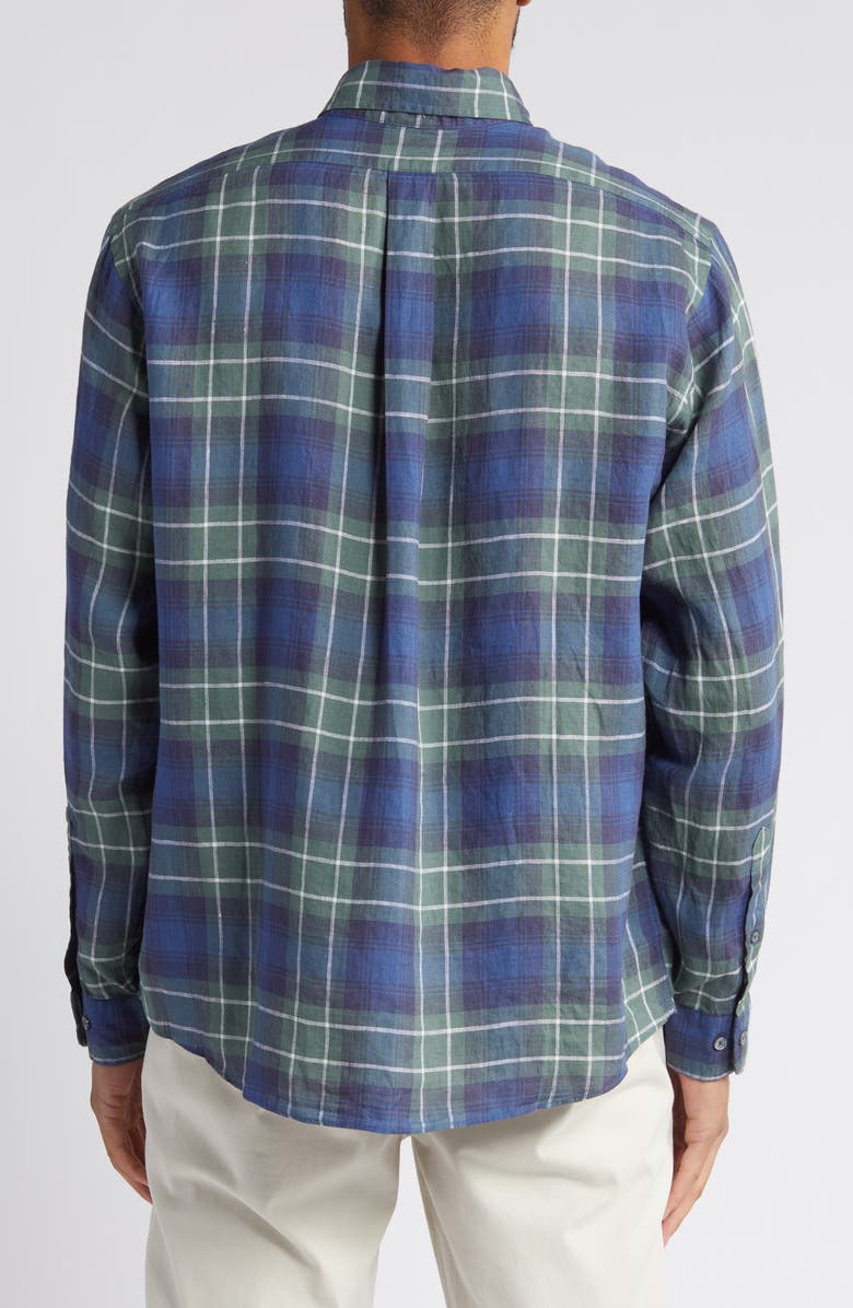 Brooks Brothers Plaid Linen Button-Up Shirt, Alternate, color,