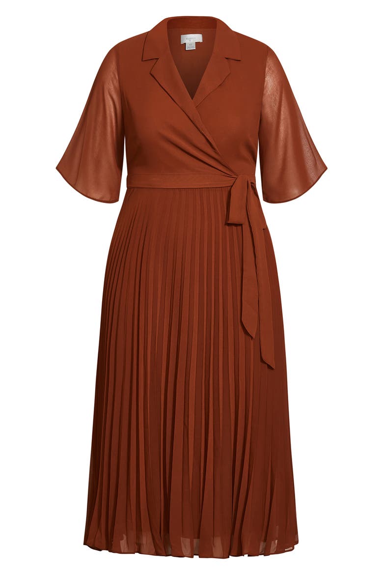 Lily Pleated Faux Wrap Maxi Dress, Alternate, color, GINGER