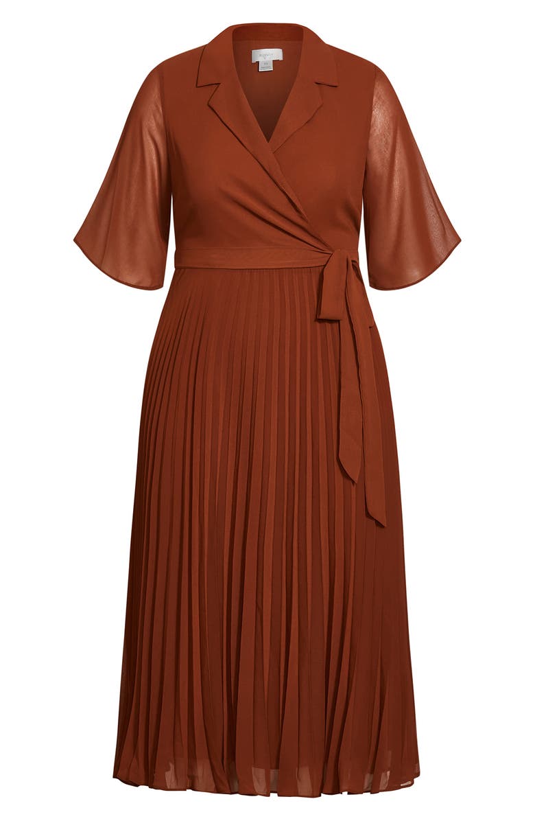 City Chic Lily Pleated Faux Wrap Maxi Dress, Alternate, color,