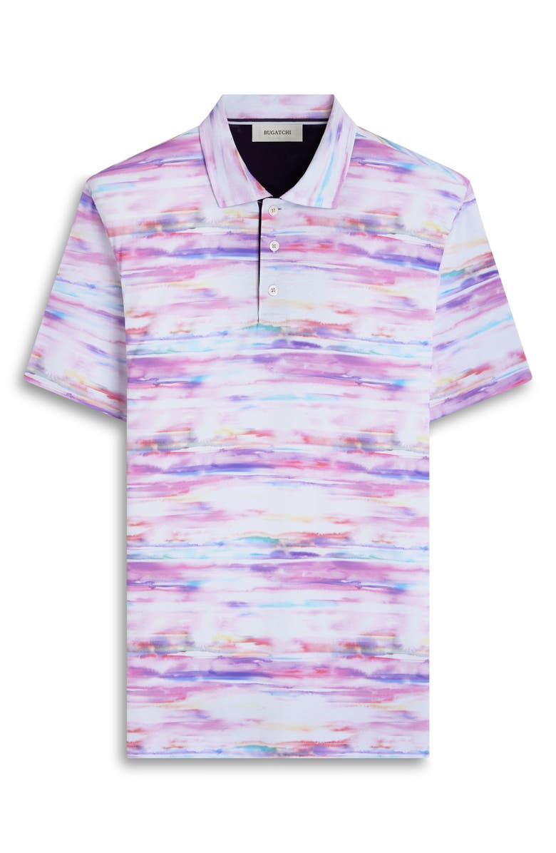 Bugatchi Hendrix Digital Watercolor Print Pima Cotton Polo, Alternate, color, Pink