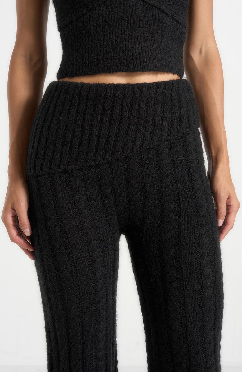 Manière De Voir Elvy Cable Knit Foldover Fit & Flare Bottoms, Alternate, color, Black