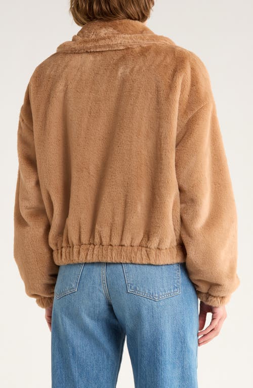 Thread & Supply Faux Fur Zip Bomber Jacket In Brown