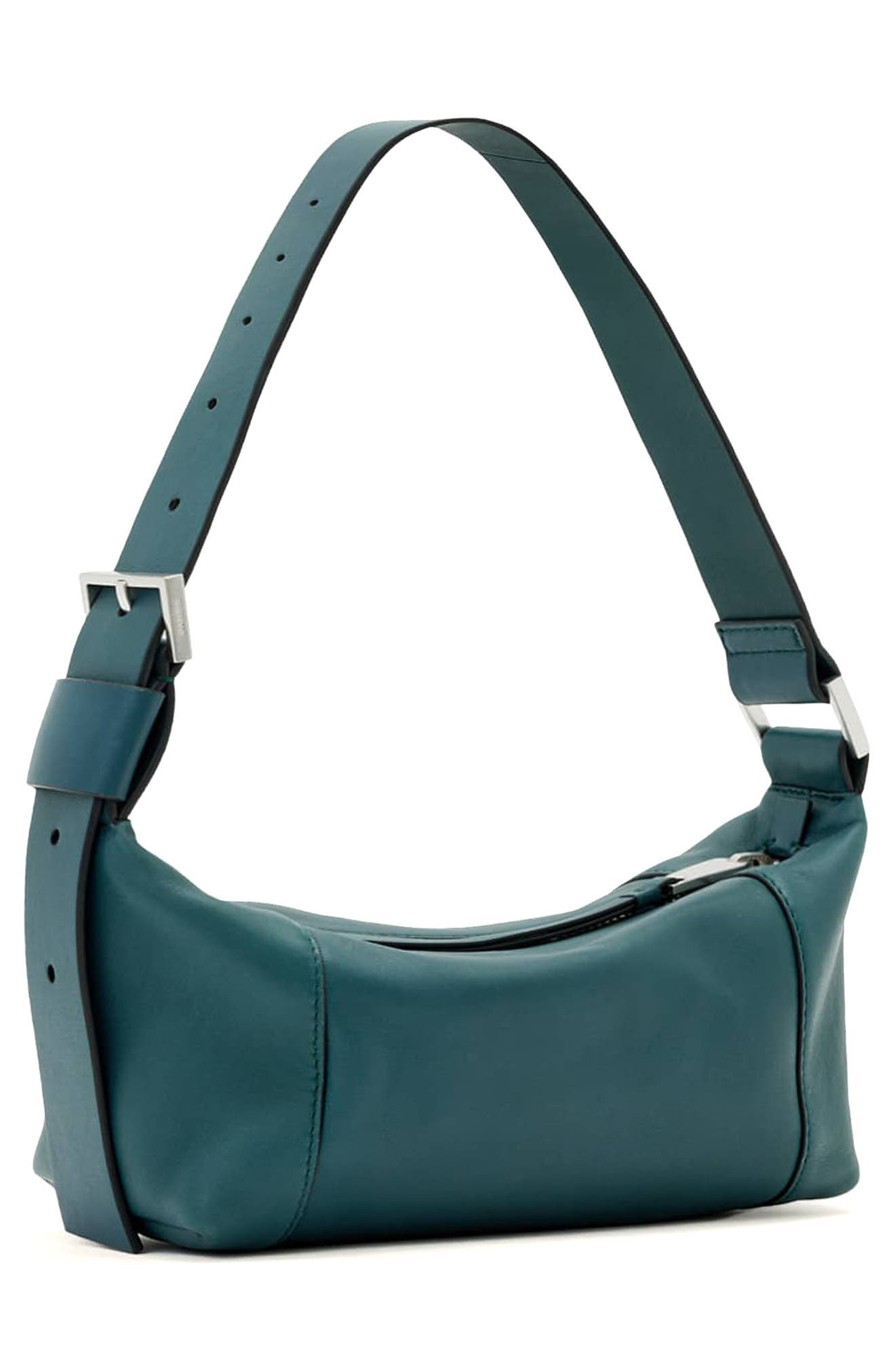 AllSaints Mini Vega Leather Shoulder Bag, Alternate, color, Emerald Green