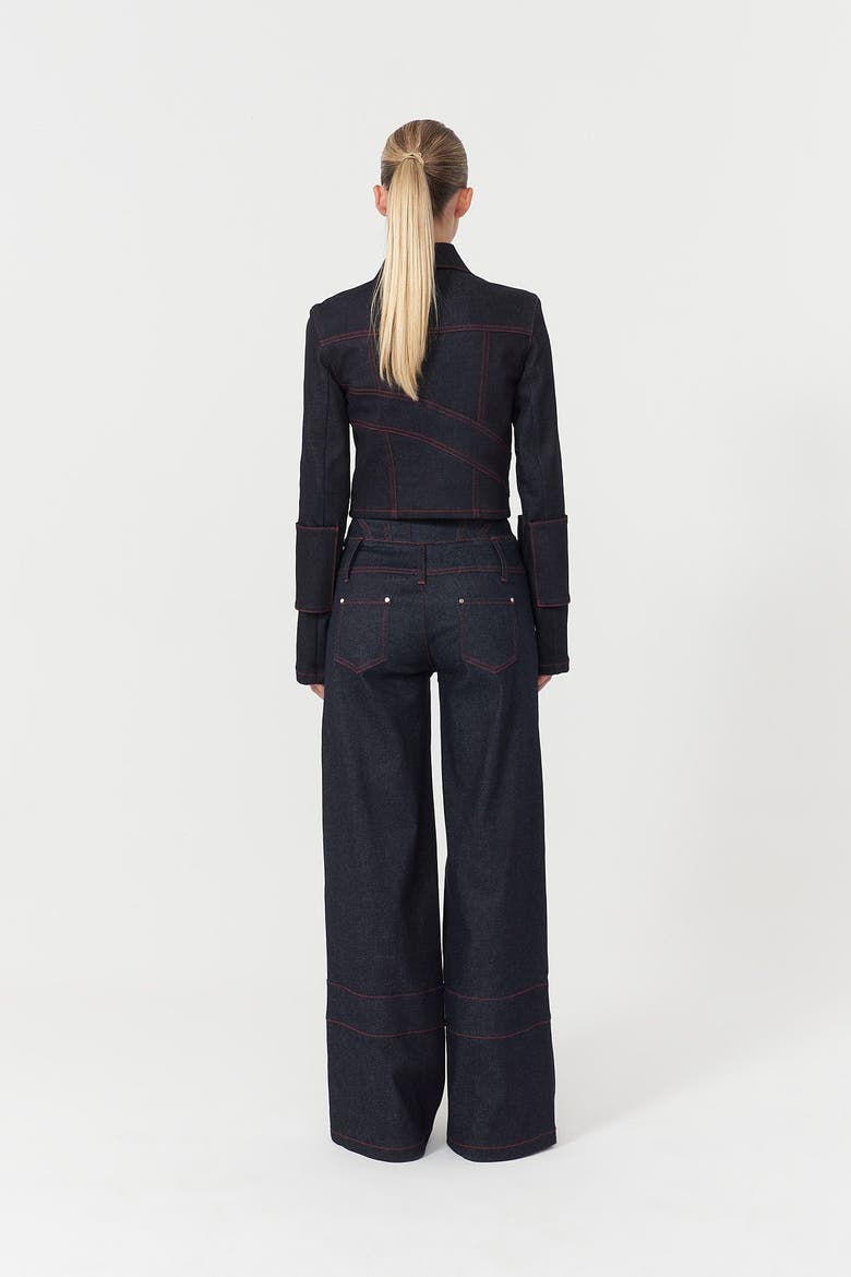 Davidson Jacket With Cross Sewed Detail, Alternate, color, Deep Blue