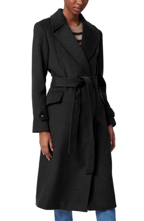 Bernardo Double Breasted Belted Coat In Black