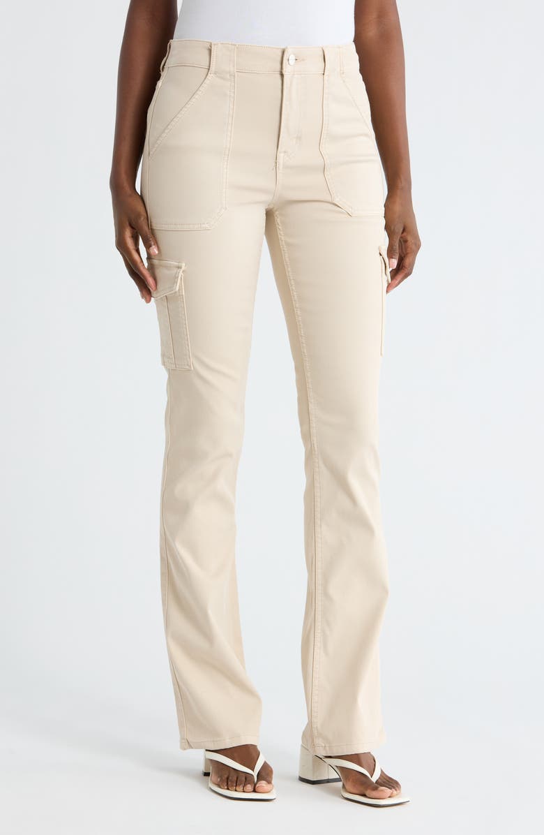 Sanctuary Hayden Sculpted Cotton Blend Bootcut Cargo Pants, Main, color, Coconut Brown