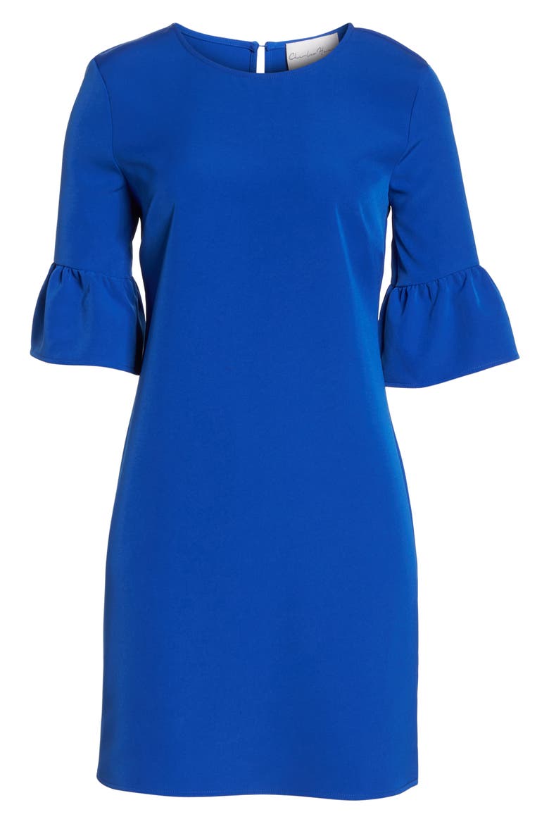Bell Sleeve Shift Dress, Alternate, color, PATRIOT BLUE