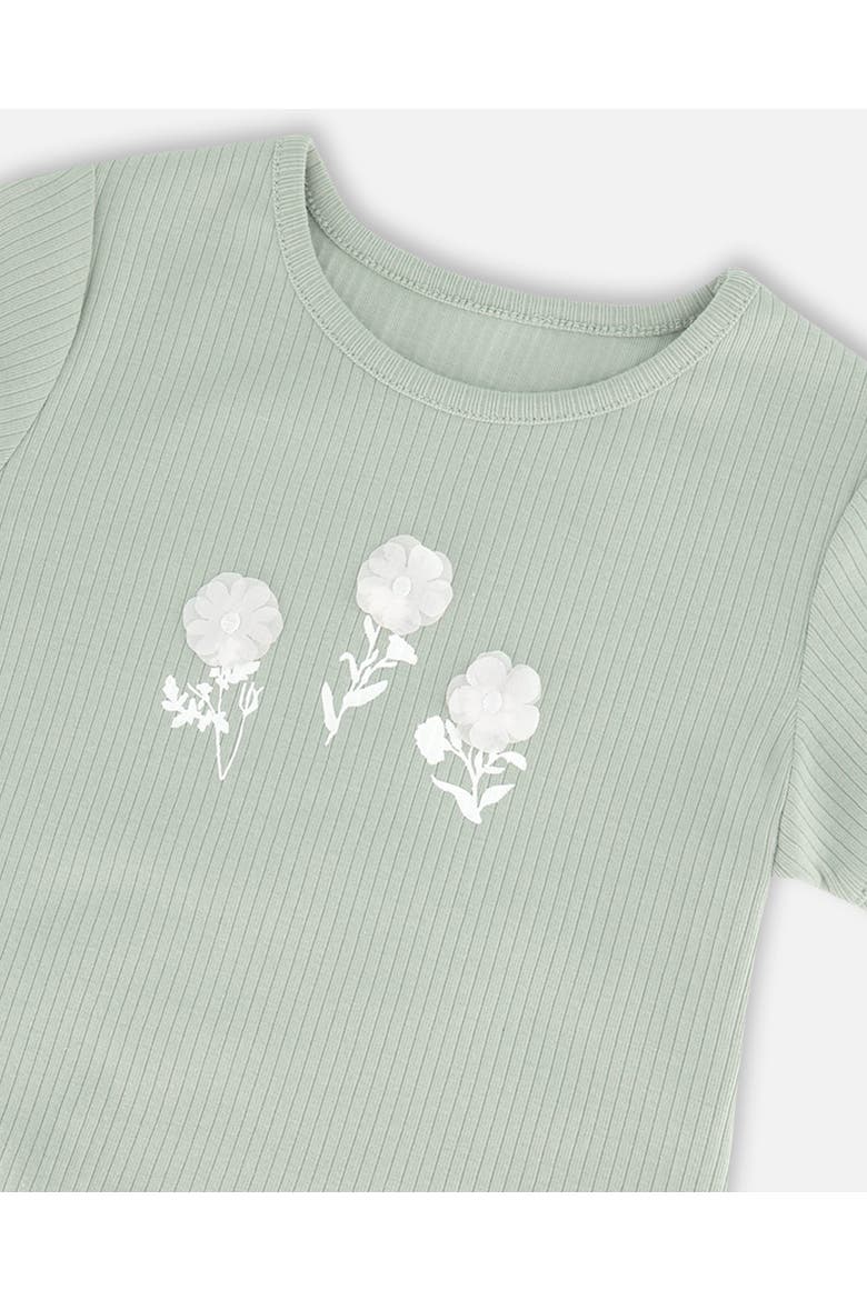 Baby Girl's Rib Top With Print Frosty Green, Alternate, color, Frosty Green