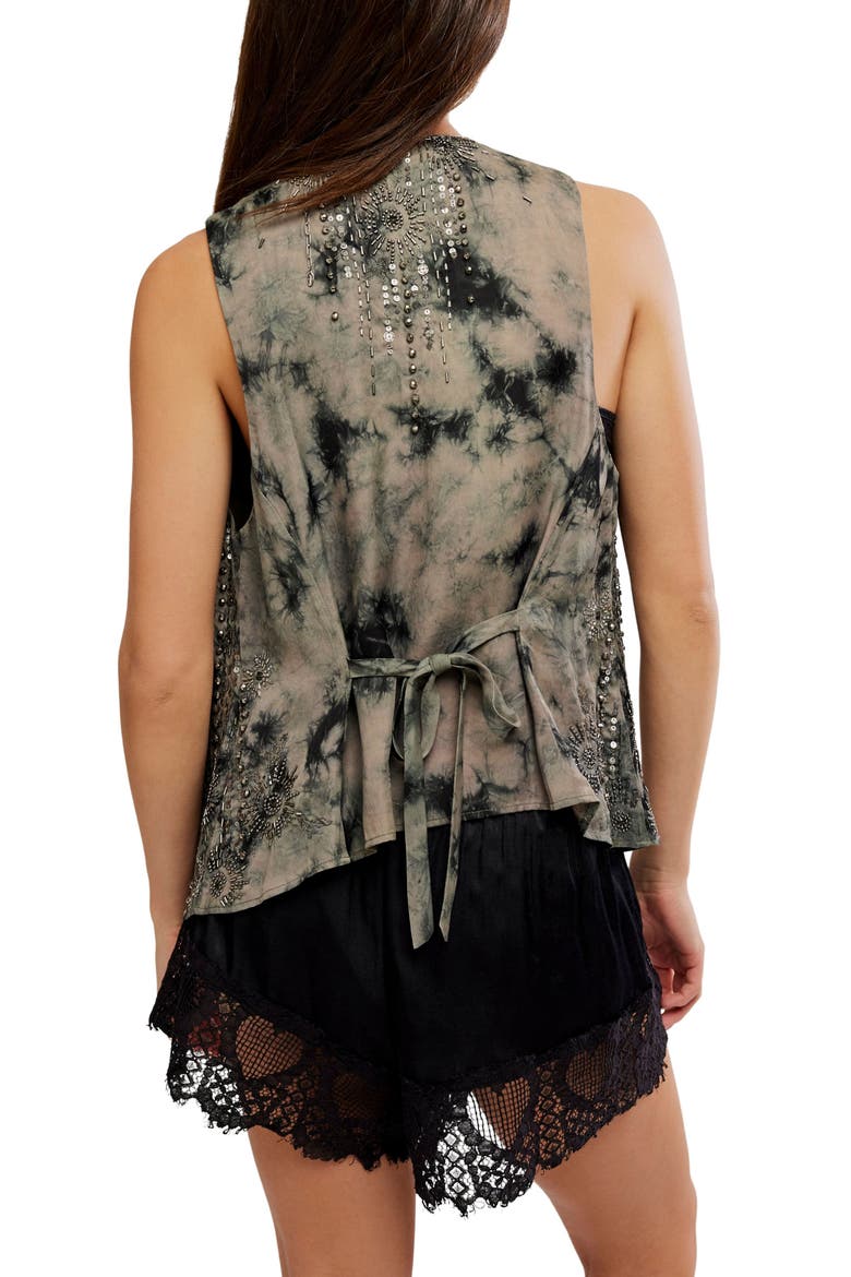 Arden Sequin & Bead Detail Tie Dye Vest, Alternate, color, RAVEN COMBO