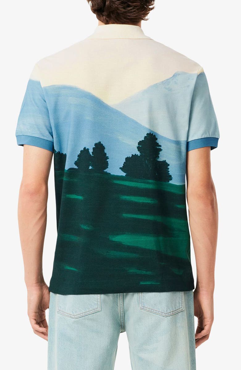 Lacoste Mountain Print Piqué Polo, Alternate, color, 9Ix Sinople/ Yellow-Green-Whit