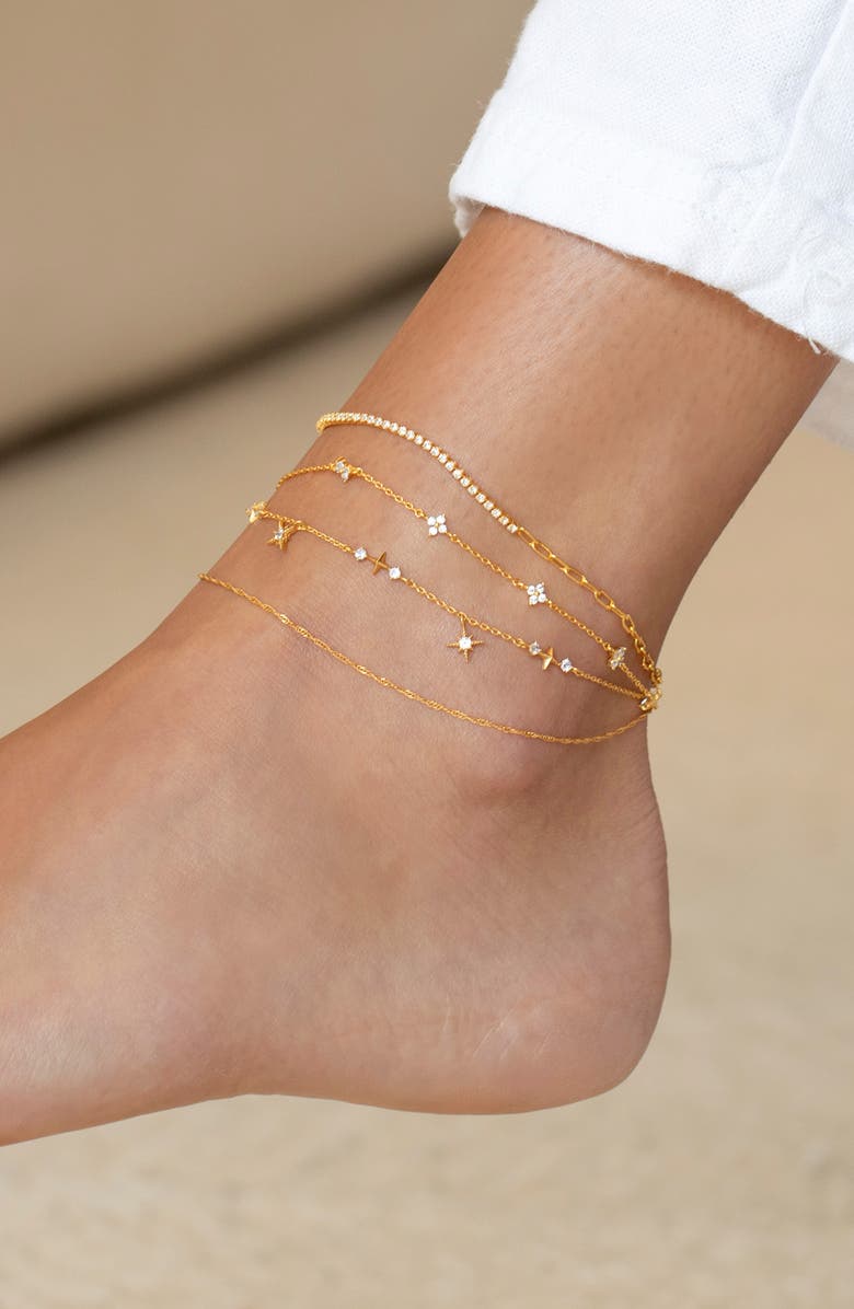 Girls Crew Shimmer Blossom Anklet, Alternate, color, Gold