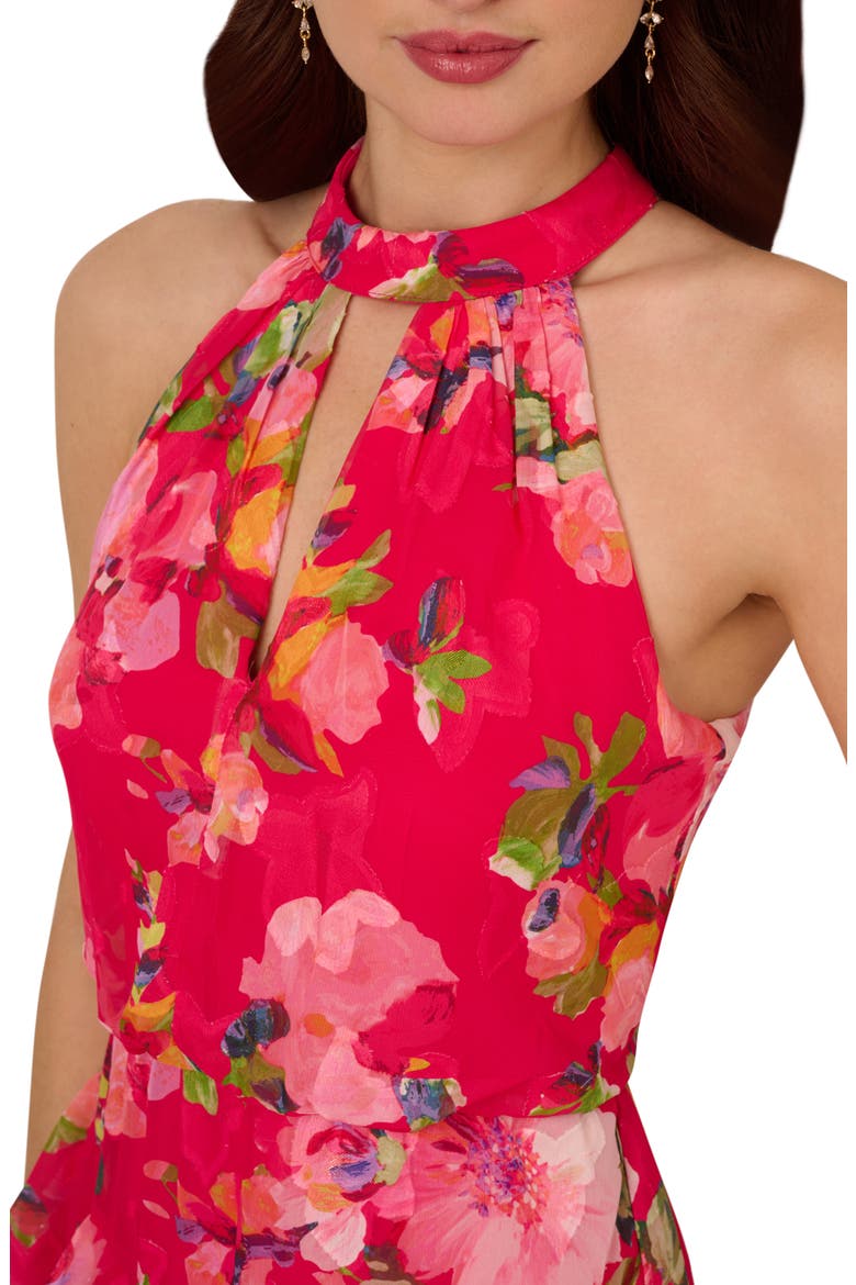 Floral Ruffle Mermaid Cocktail Dress, Alternate, color, PINK MULTI