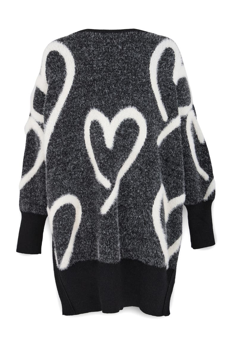 Wispy Heart Tunic Sweater, Alternate, color, BLACK