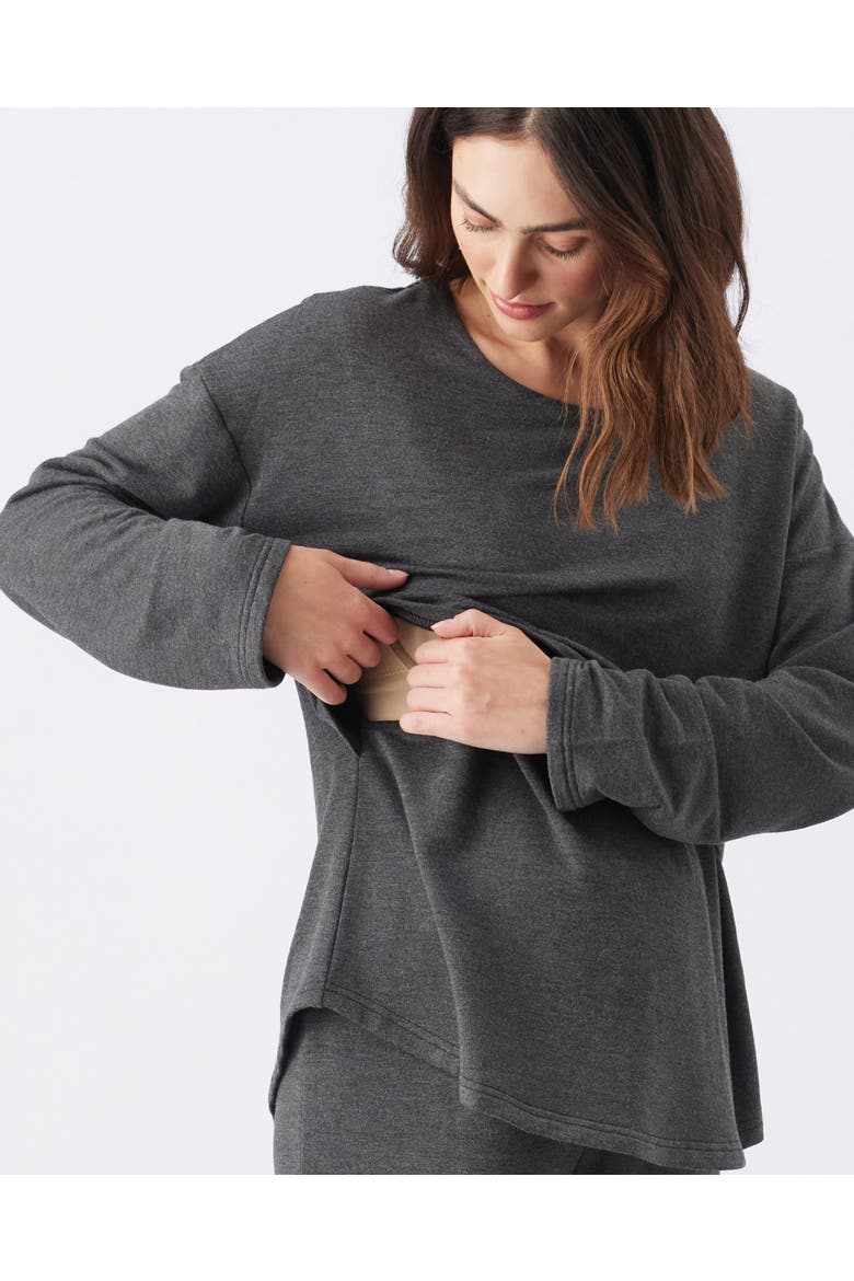 Super Soft Nursing Top, Alternate, color, Charcoal Marle