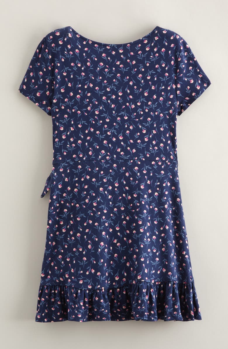 Nordstrom Kids' Knit Faux Wrap Dress, Alternate, color, Navy Peacoat Budding Blooms