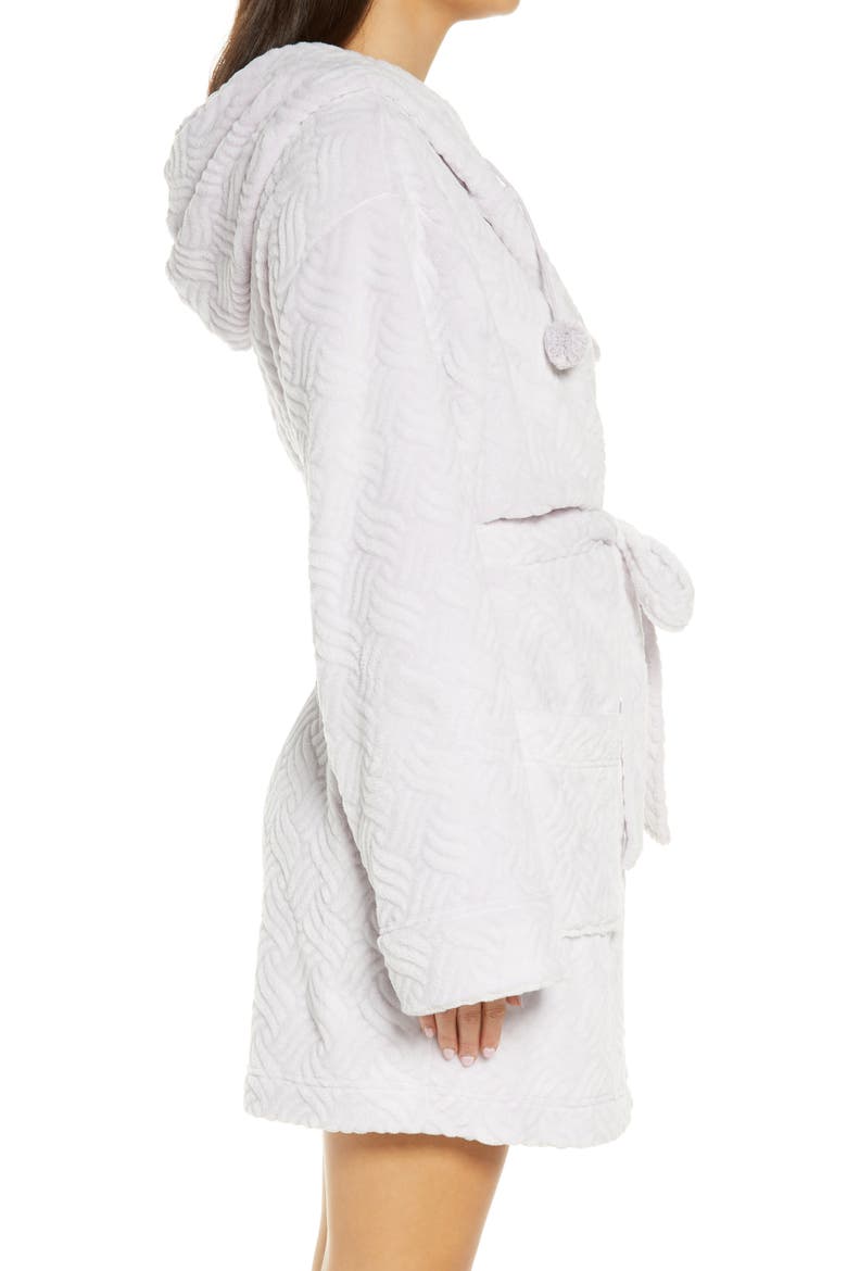 Intimates Winter Night Hooded Fleece Short Robe, Alternate, color, STARDUST