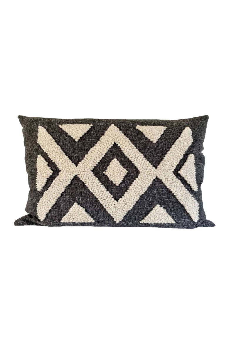 Punch Needle Pillow - Cover + Insert, Main, color, Natural/Charcoal - Pattern 2