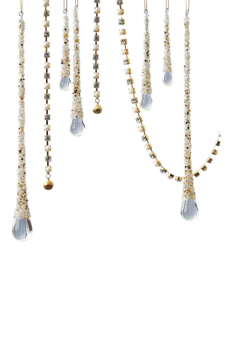 Icy Teardrops Set of 6 Ornaments, Main, color, GOLD