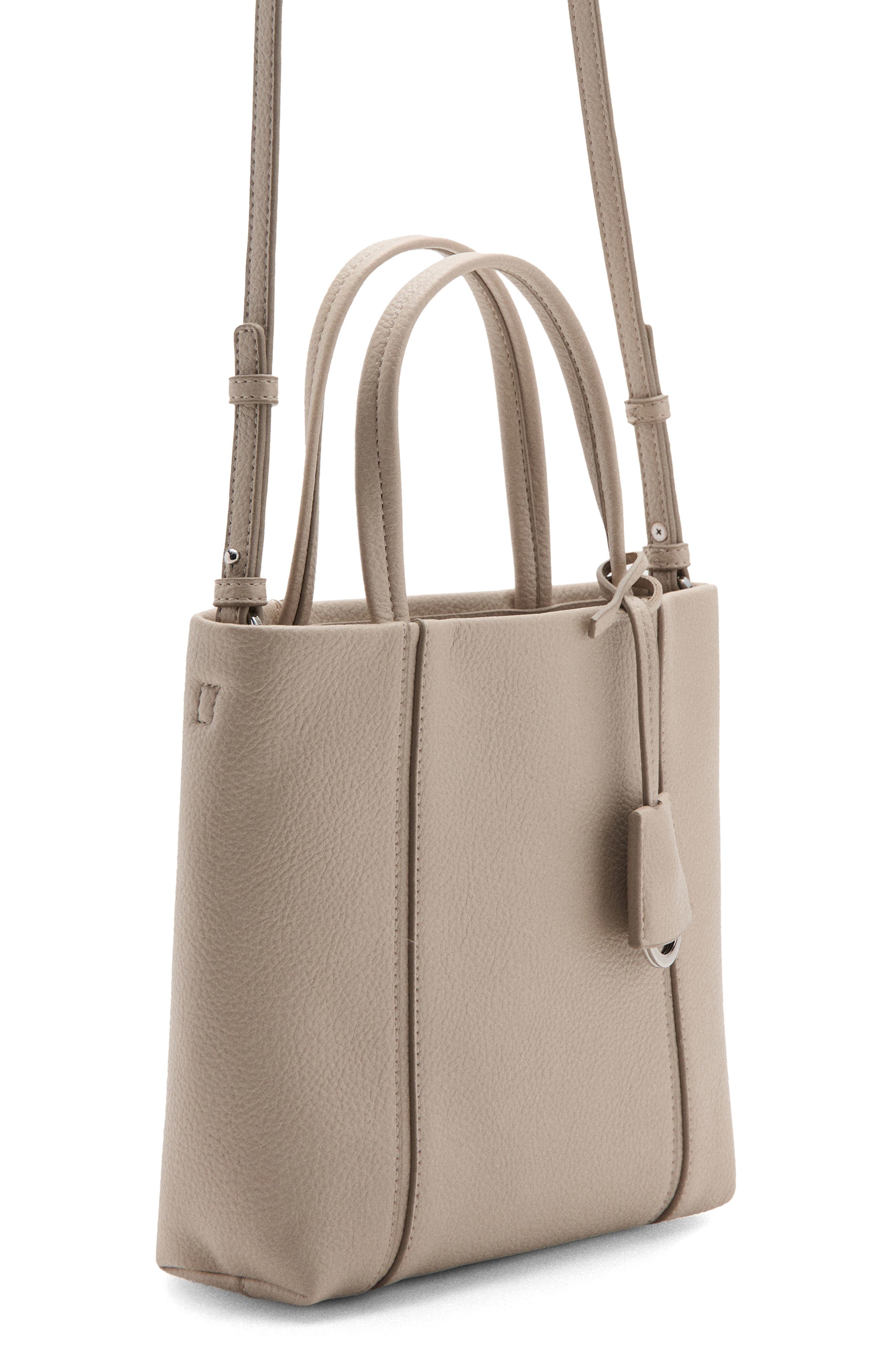 MANGO Mini Faux Leather Tote, Alternate, color, Off White