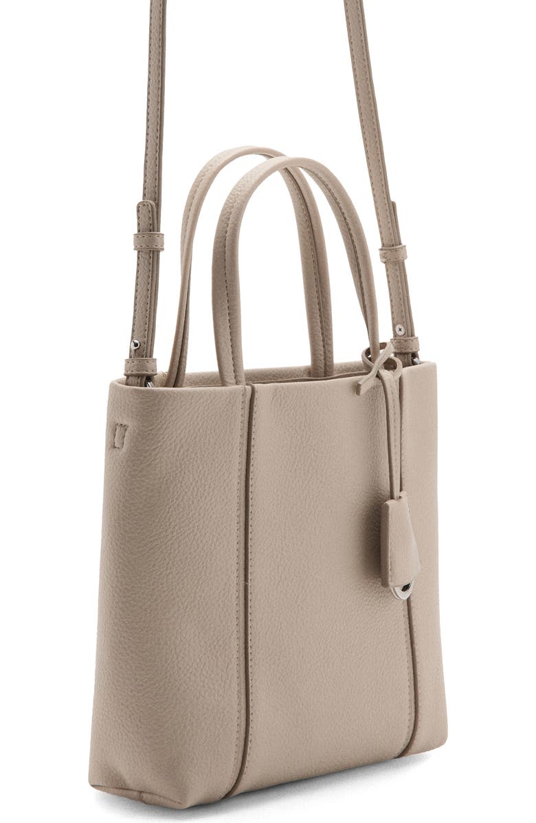 MANGO Mini Faux Leather Tote, Alternate, color, Off White