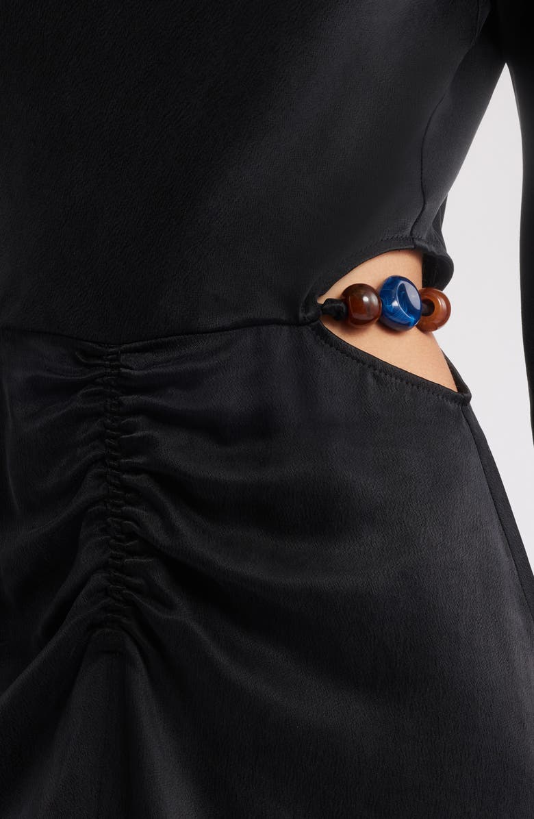 SESSÙN Velvettes Long Sleeve Satin Midi Dress, Alternate, color, Black