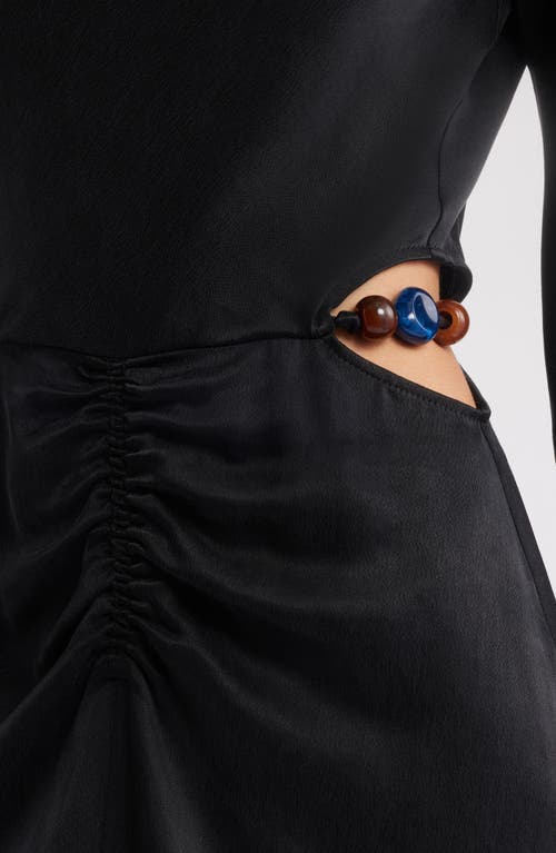Shop Sessun Sessùn Velvettes Long Sleeve Satin Midi Dress In Black