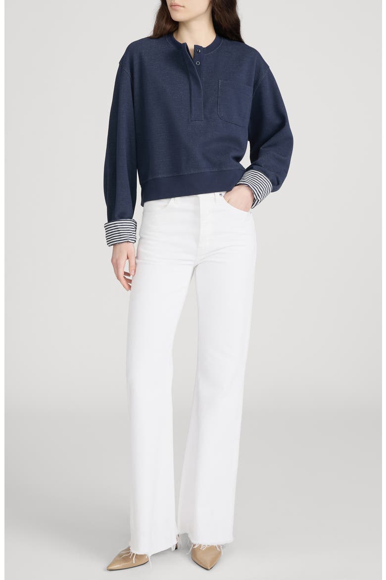 The Stripe Cuffed Sweatshirt, Alternate, color, NAVY MULTI