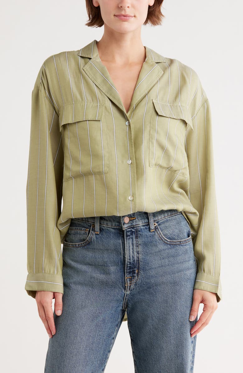 Pistola Irene Stripe Shirt, Main, color, Sage Stripe
