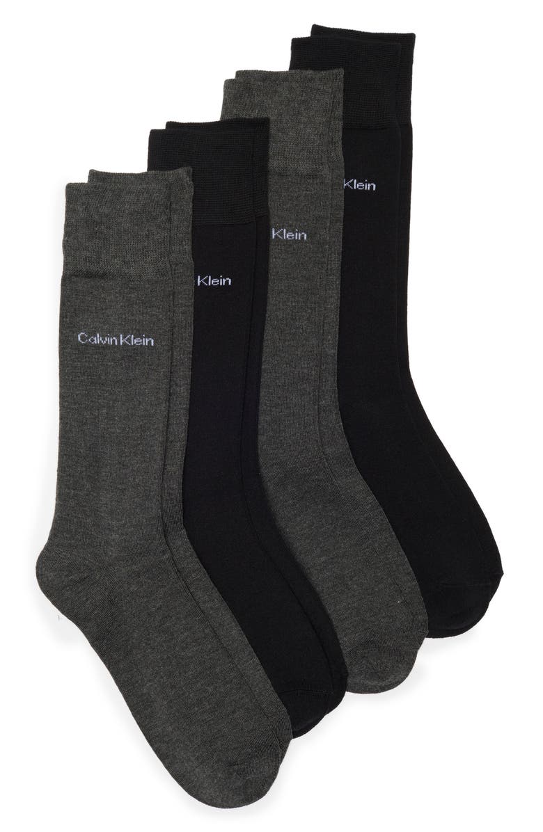 Calvin Klein 4-Pack Assorted Dress Socks, Main, color, Black Assorted