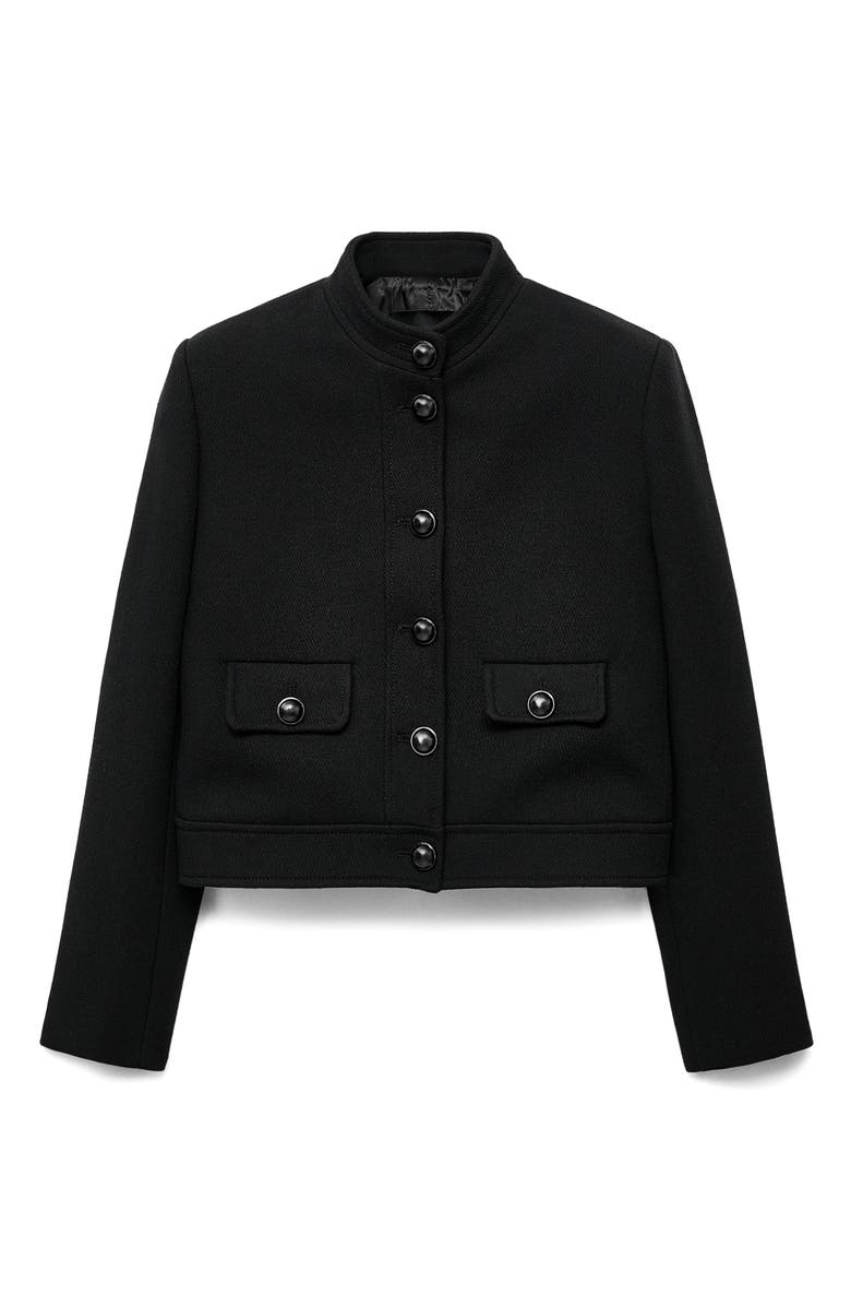 MANGO Claudia Button Front Jacket, Alternate, color, Black