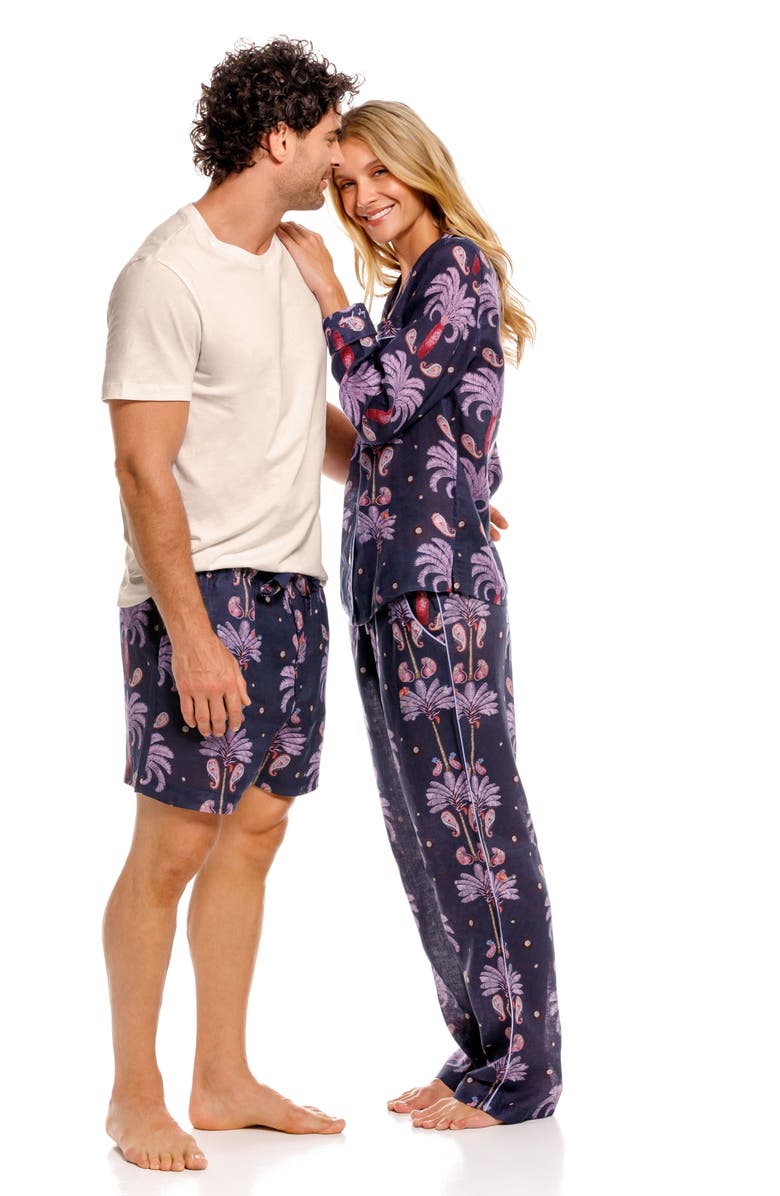 The Lazy Poet Emma Linen Pajamas, Alternate, color, Blue