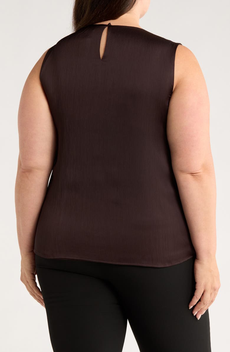 Anne Klein Pleated Jewel Neck Sleeveless Top, Alternate, color, Deep Mahogany